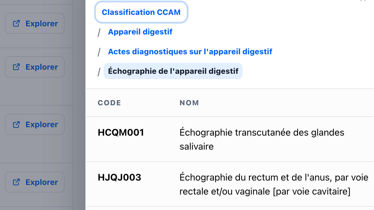 Aperçu de CodMed pour l'étape 4 : Naviguez la classification pour accéder à tous les codes